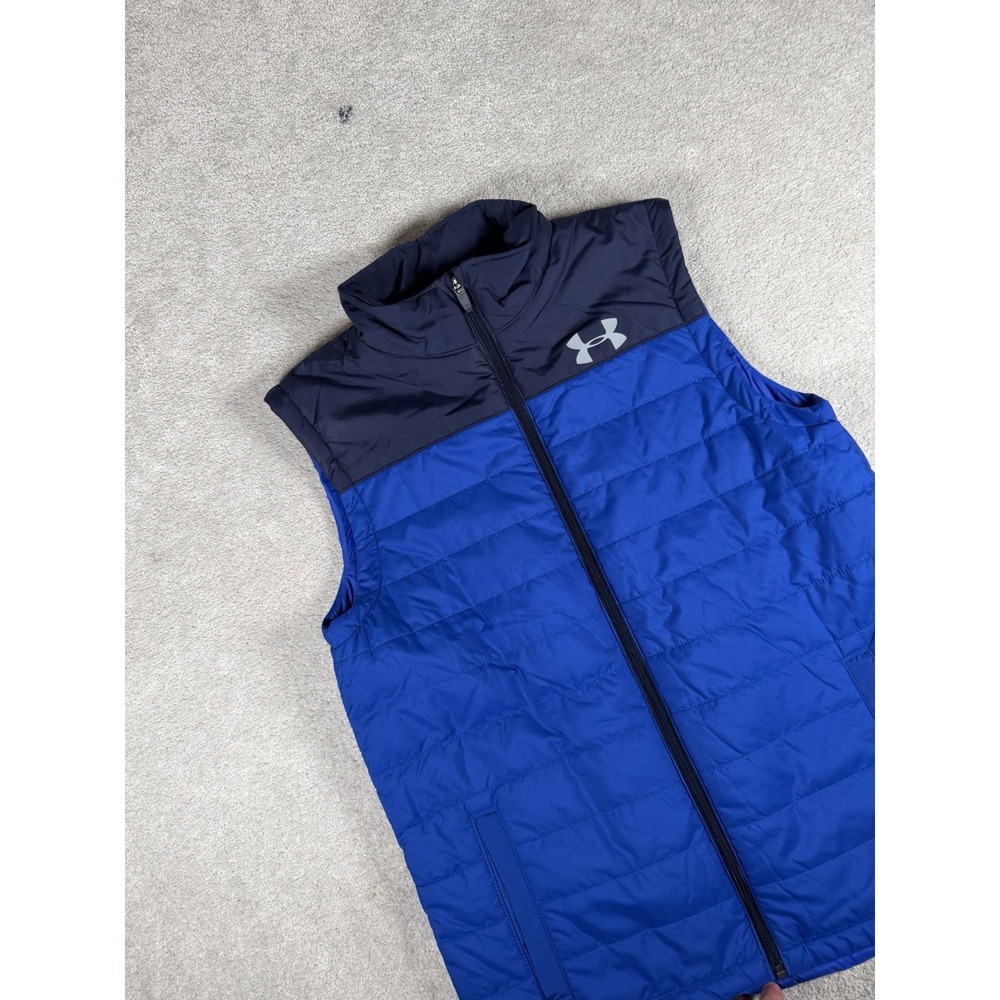 Under Armour Vest Youth‎ XL Cold Gear Full-zip Pockets 2-tone Blue & Navy Puffer